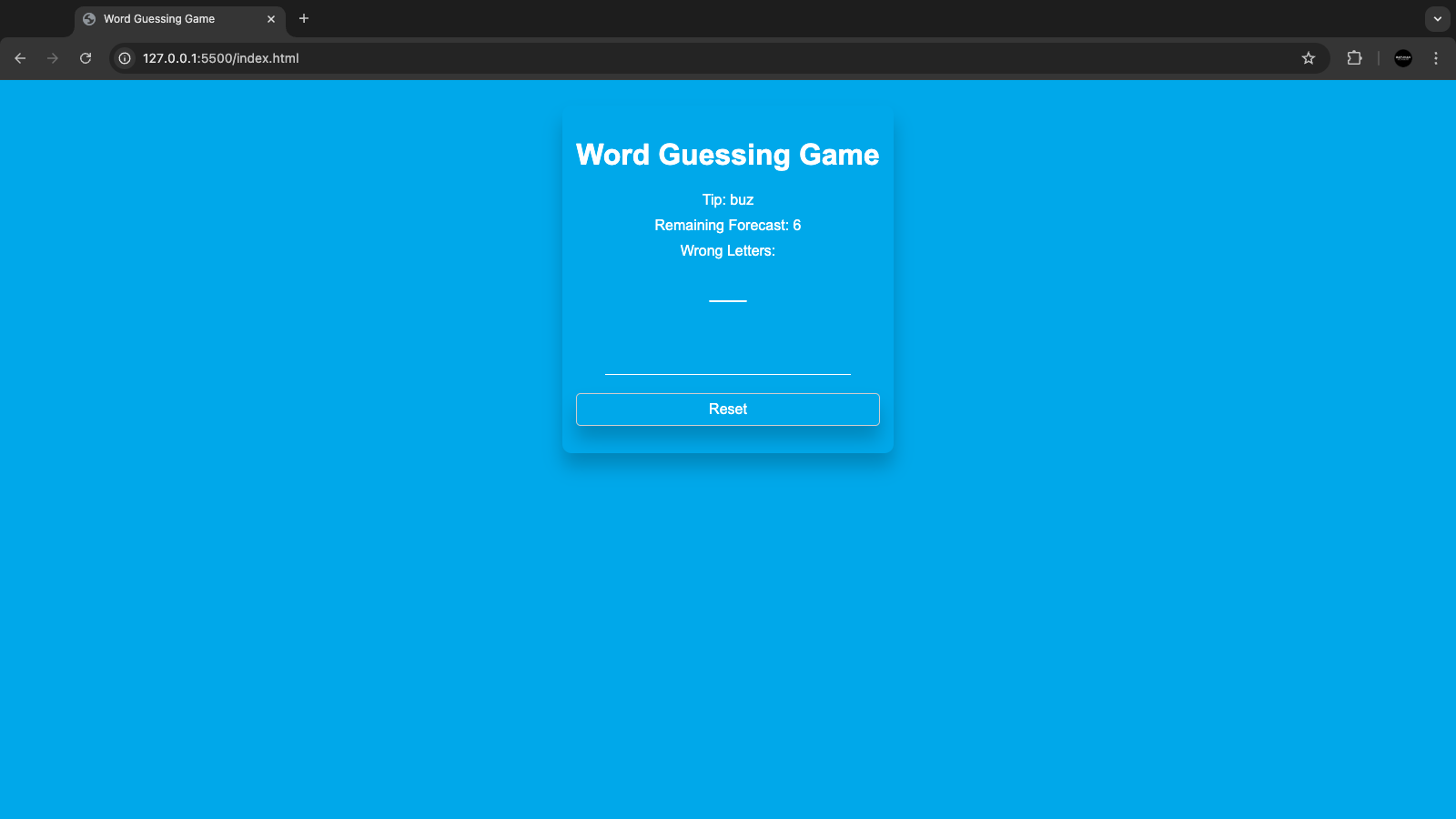 Word Guessing Game